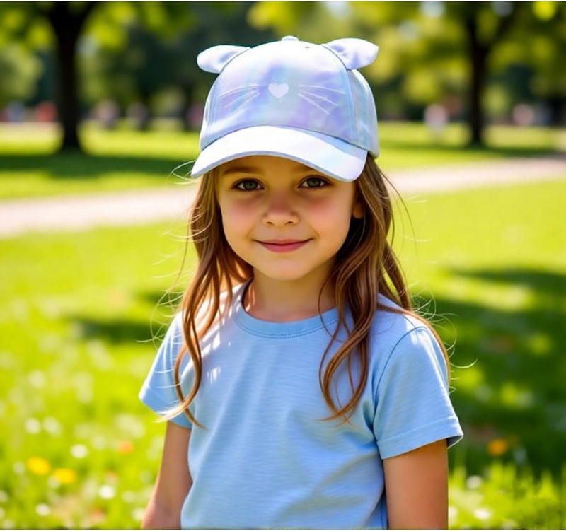 Dot Kids Cat Ear Baseball Cap Girls Cute Kitty Adjustable Snapback Trucker Hat for Summer Sport Travel Hiking 2-15Y - Image 3